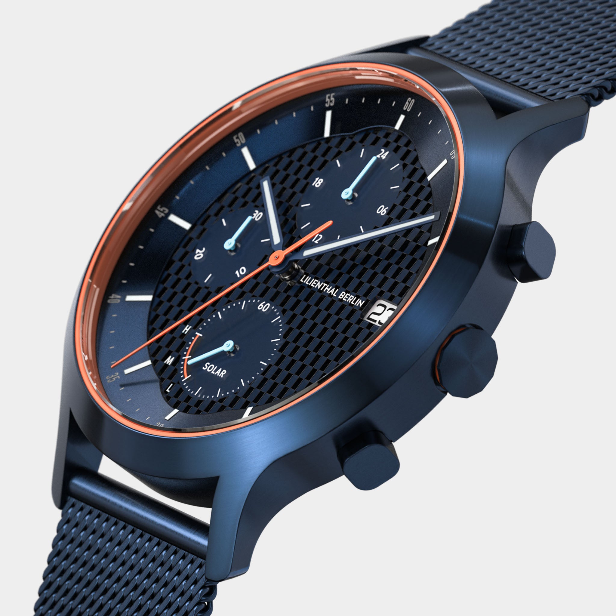 Watch – Chronograph Solar – Men – Blue – Mesh Blue | Lilienthal Berlin