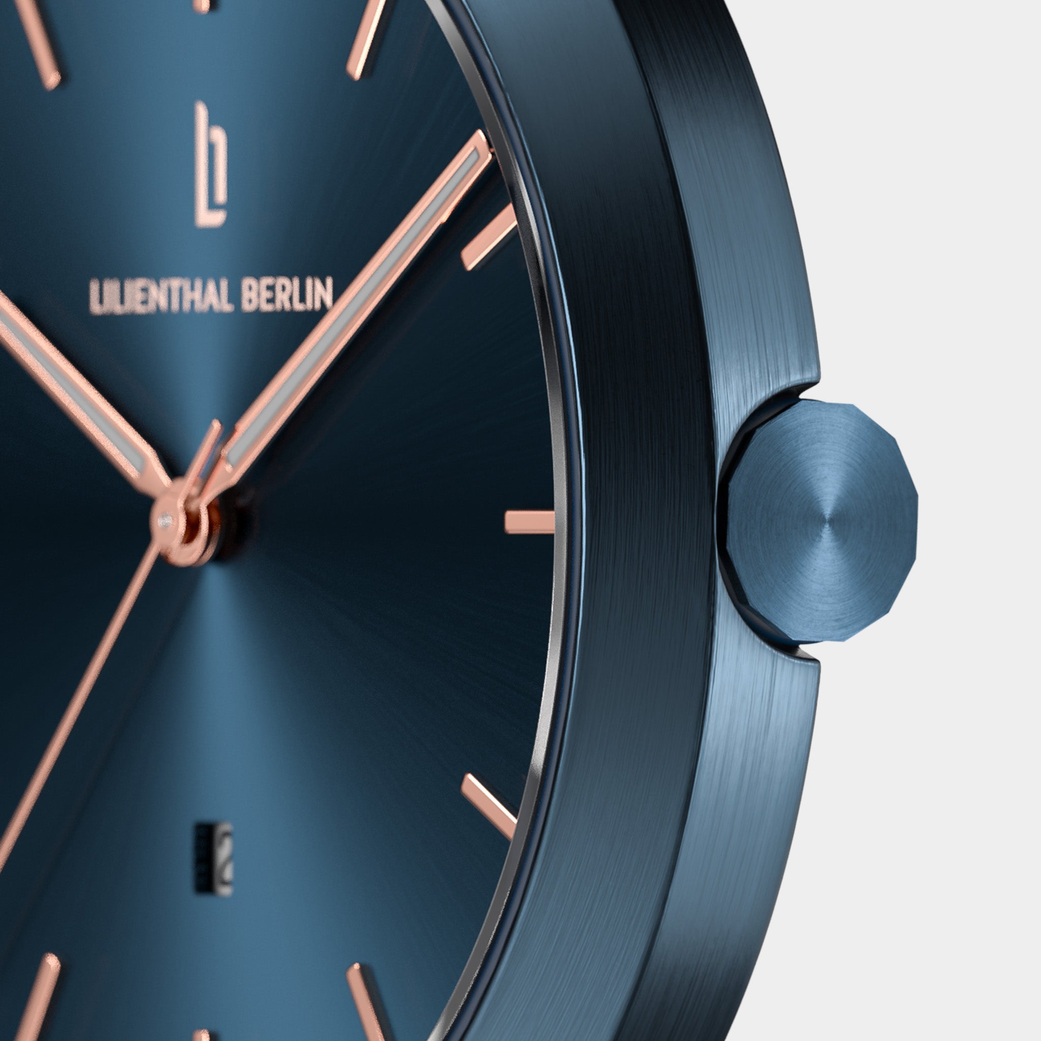 Watch – Huxley II – Blue Rosegold – Leather Brown | Lilienthal Berlin