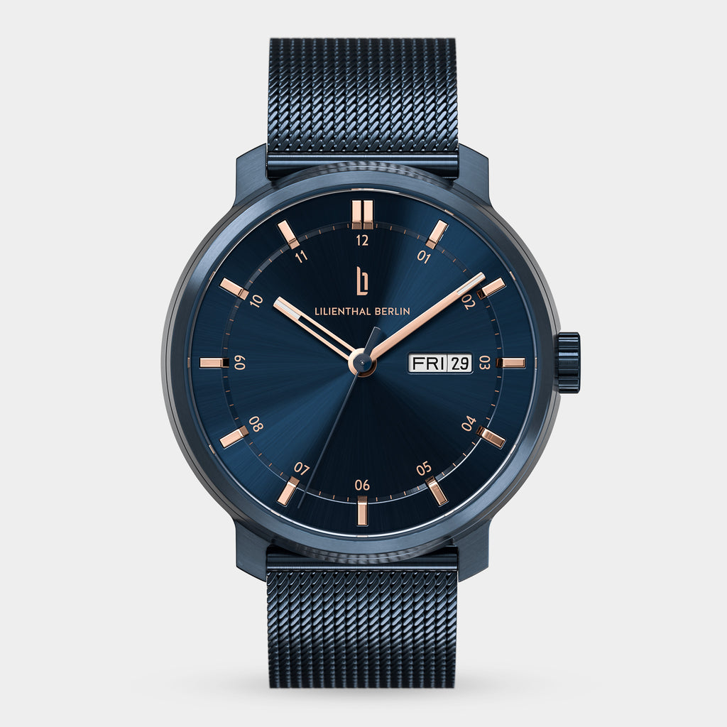 Neolux Day Date Blue Rose Gold - Lilienthal Berlin