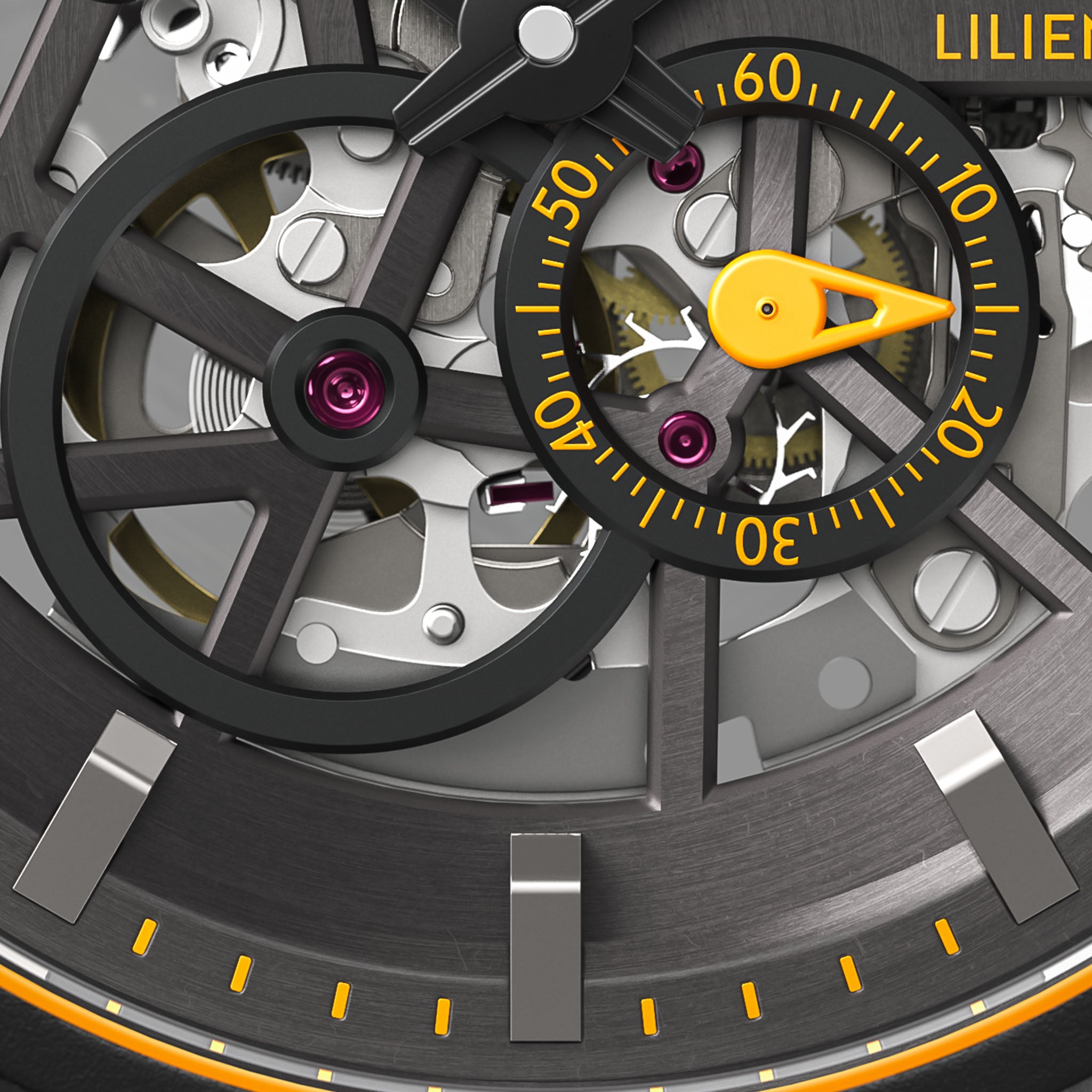 Neolux Skeleton – Automatic Watch – Black Orange – Stainless Steel