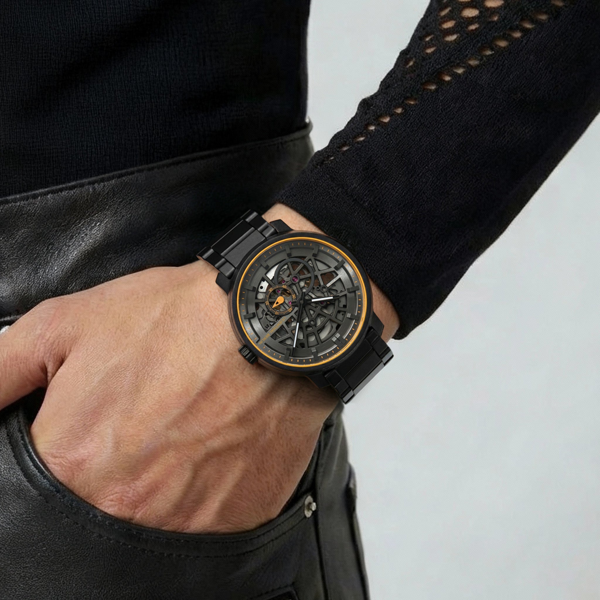 Watch Neolux Skeleton Black Orange Stainless Steel | Lilienthal Berlin