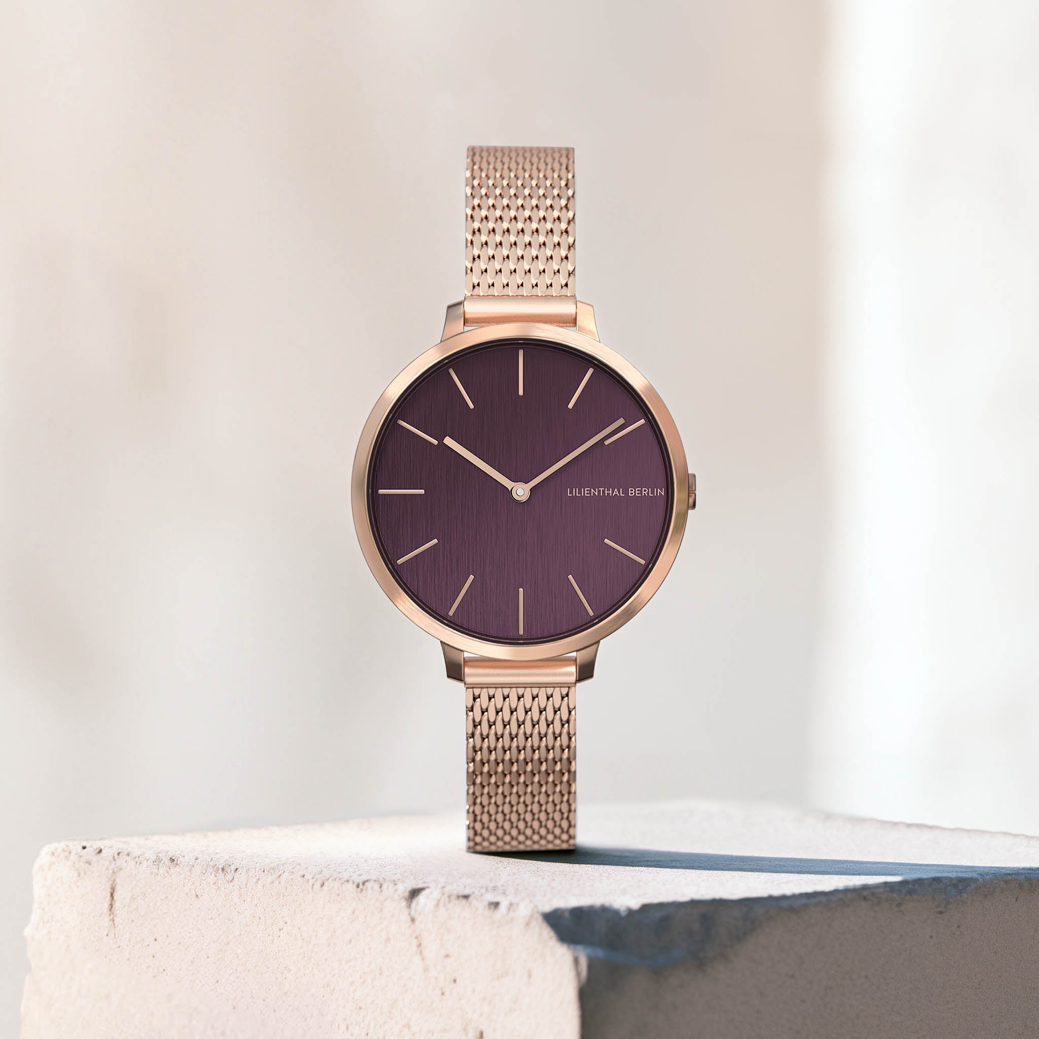 Watch – Rosalux – Women – Rosegold Burgundy – Mesh | Lilienthal Berlin