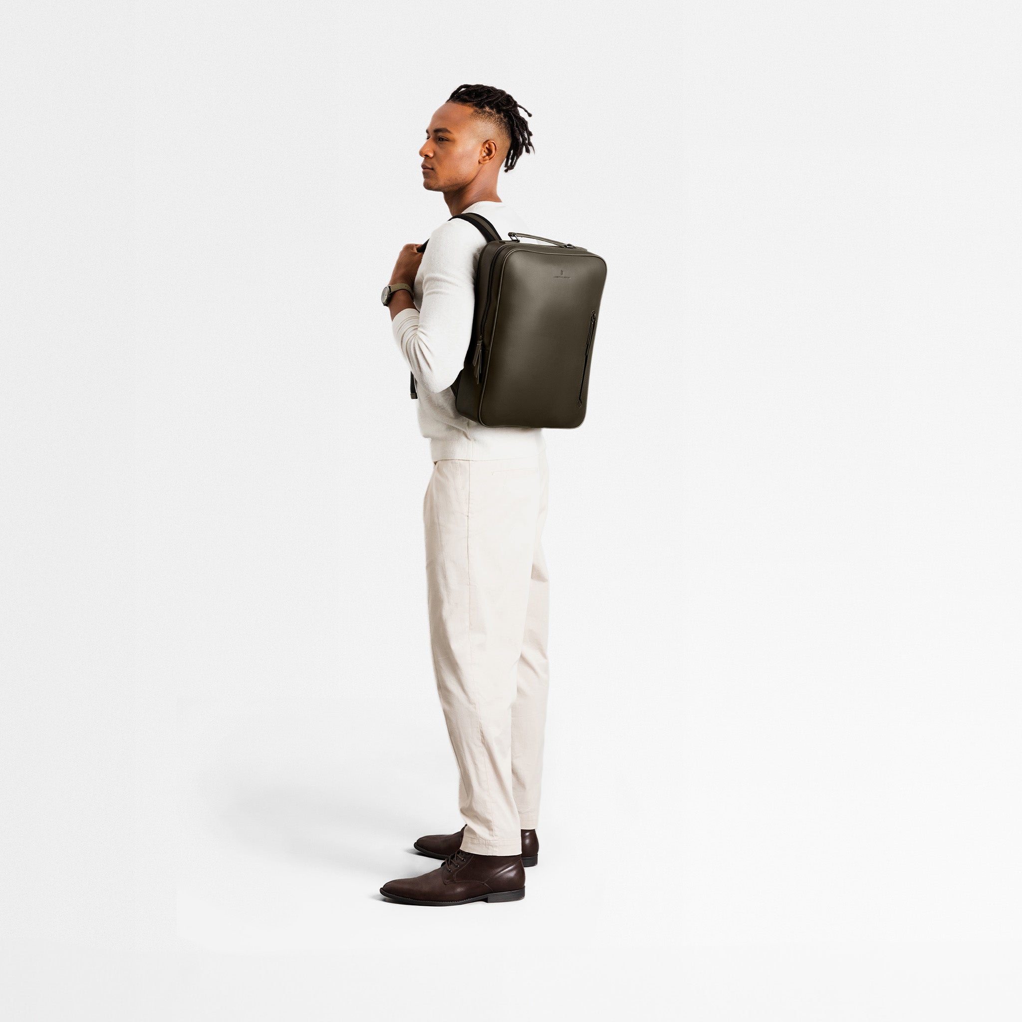 Minimalist Backpack Cactus Leather Khaki - Lilienthal Berlin